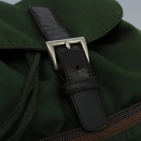 PRADA Backpack Nylon Khaki Silver Auth 108373 - Picture 11 of 14